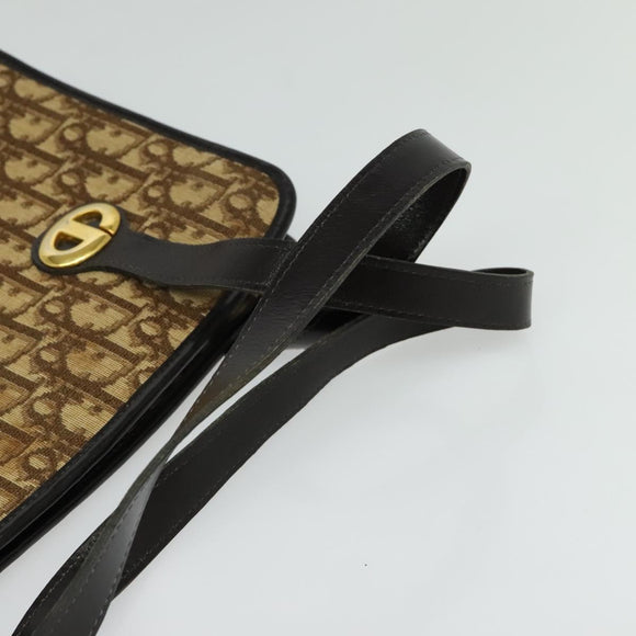 Christian Dior Trotter Canvas Hand Bag Brown Gold Auth ep9995