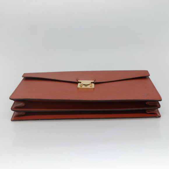 LOUIS VUITTON Epi Serviette Ambassador Business Bag Brown M54413 LV Auth ep9999