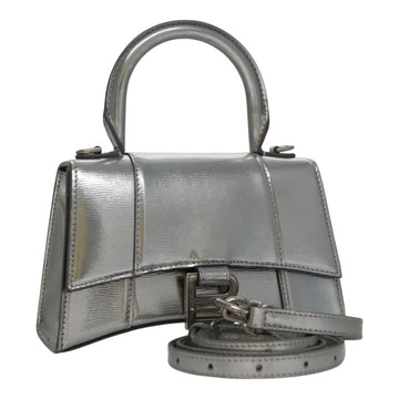 BALENCIAGA Hand Bag Leather 2way Silver Auth FF4303AM