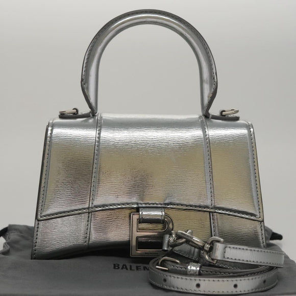 BALENCIAGA Hand Bag Leather 2way Silver Auth FF4303AM