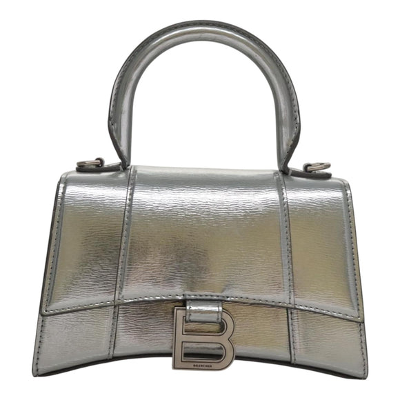 BALENCIAGA Hand Bag Leather 2way Silver Auth FF4303AM