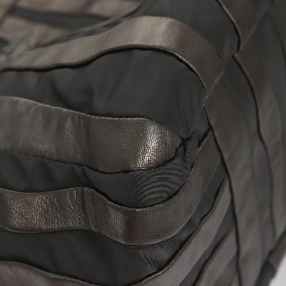 PRADA HS Prada Jacquard Shoulder Bag Leather Silver FF4583/WS4583 Auth FF4583V