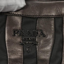 PRADA HS Prada Jacquard Shoulder Bag Leather Silver FF4583/WS4583 Auth FF4583V-17