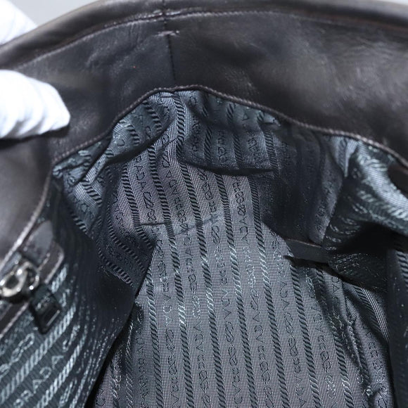 PRADA HS Prada Jacquard Shoulder Bag Leather Silver FF4583/WS4583 Auth FF4583V