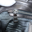PRADA HS Prada Jacquard Shoulder Bag Leather Silver FF4583/WS4583 Auth FF4583V-21