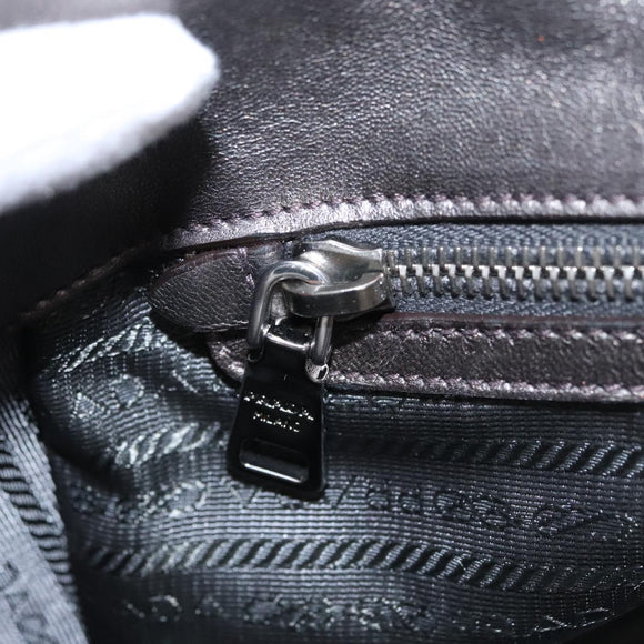 PRADA HS Prada Jacquard Shoulder Bag Leather Silver FF4583/WS4583 Auth FF4583V