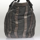 PRADA HS Prada Jacquard Shoulder Bag Leather Silver FF4583/WS4583 Auth FF4583V-4