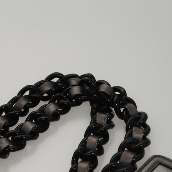 PRADA HS Prada Jacquard Shoulder Bag Leather Silver FF4583/WS4583 Auth FF4583V