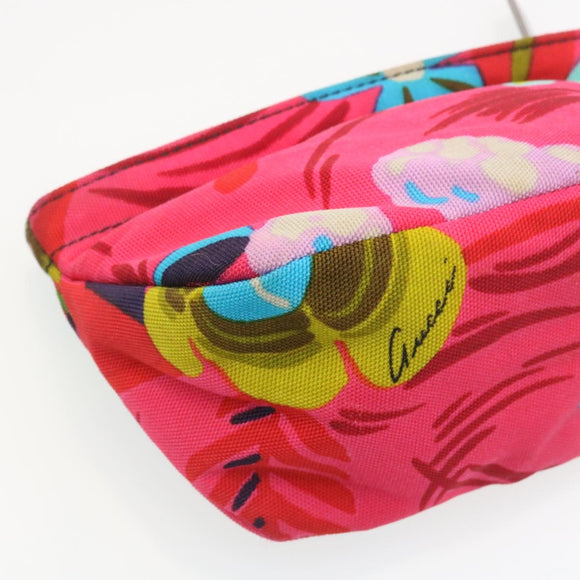 GUCCI Floral Pouch Nylon Pink Auth fm1065