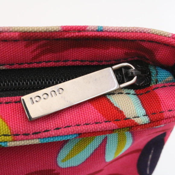 GUCCI Floral Pouch Nylon Pink Auth fm1065