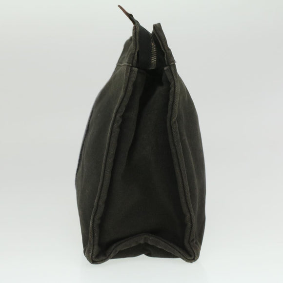 HERMES Fourre Tout Clutch Bag Canvas Zwart 2110-23 Auth fm2098