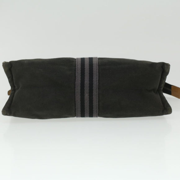 HERMES Fourre Tout Clutch Bag Canvas Zwart 2110-23 Auth fm2098