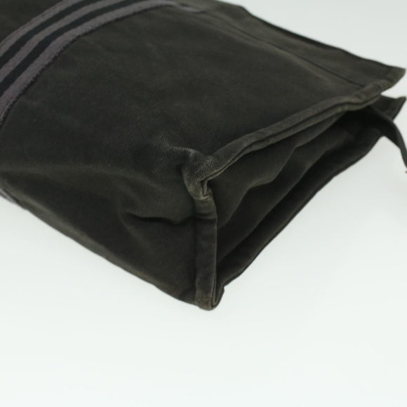 HERMES Fourre Tout Clutch Bag Canvas Zwart 2110-23 Auth fm2098