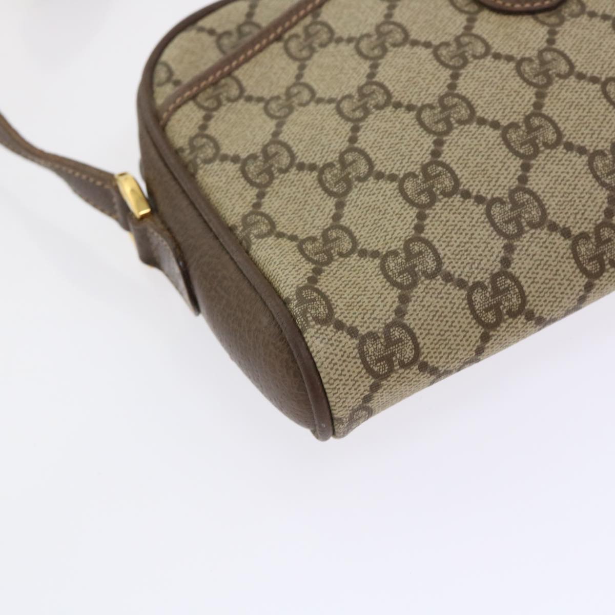 GUCCI GG Canvas Shoulder Bag PVC Leather Beige 001.58.6594 Auth fm2522