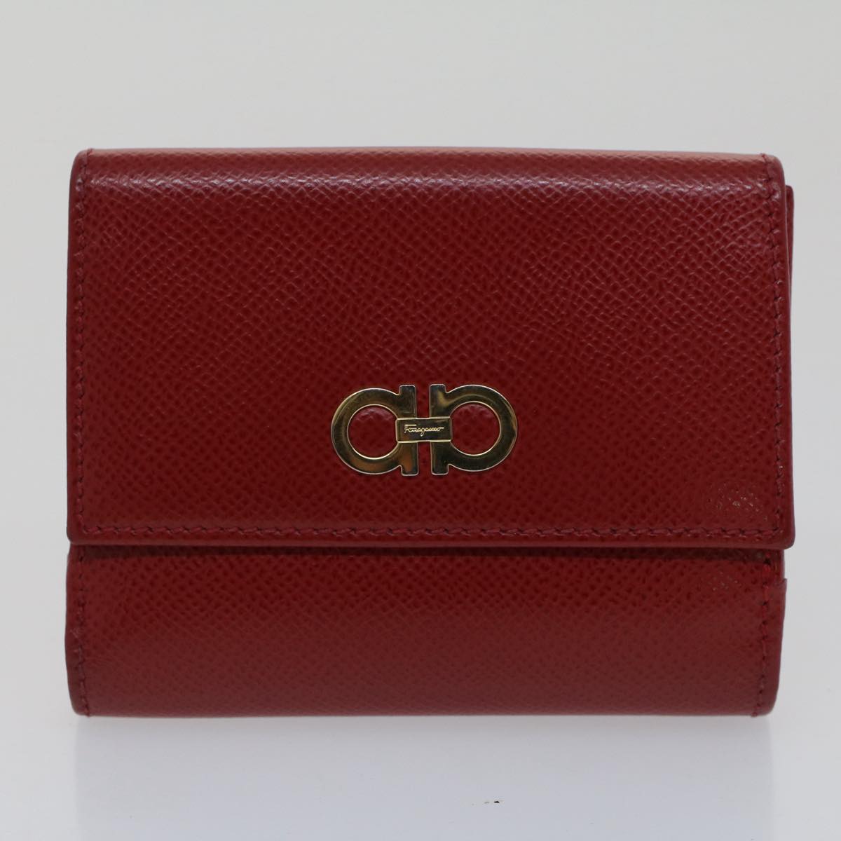 Salvatore Ferragamo Gancini Wallet Leather 6Set Pink Red Brown Auth fm2644