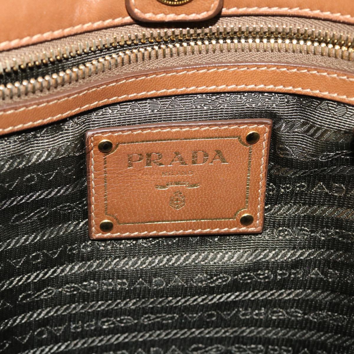 PRADA Shoulder Bag Leather Brown Auth fm2663