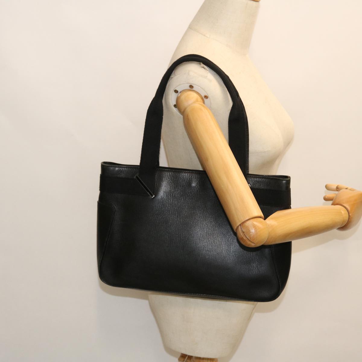 GUCCI Tote Bag Leather Black 73983 Auth fm2665