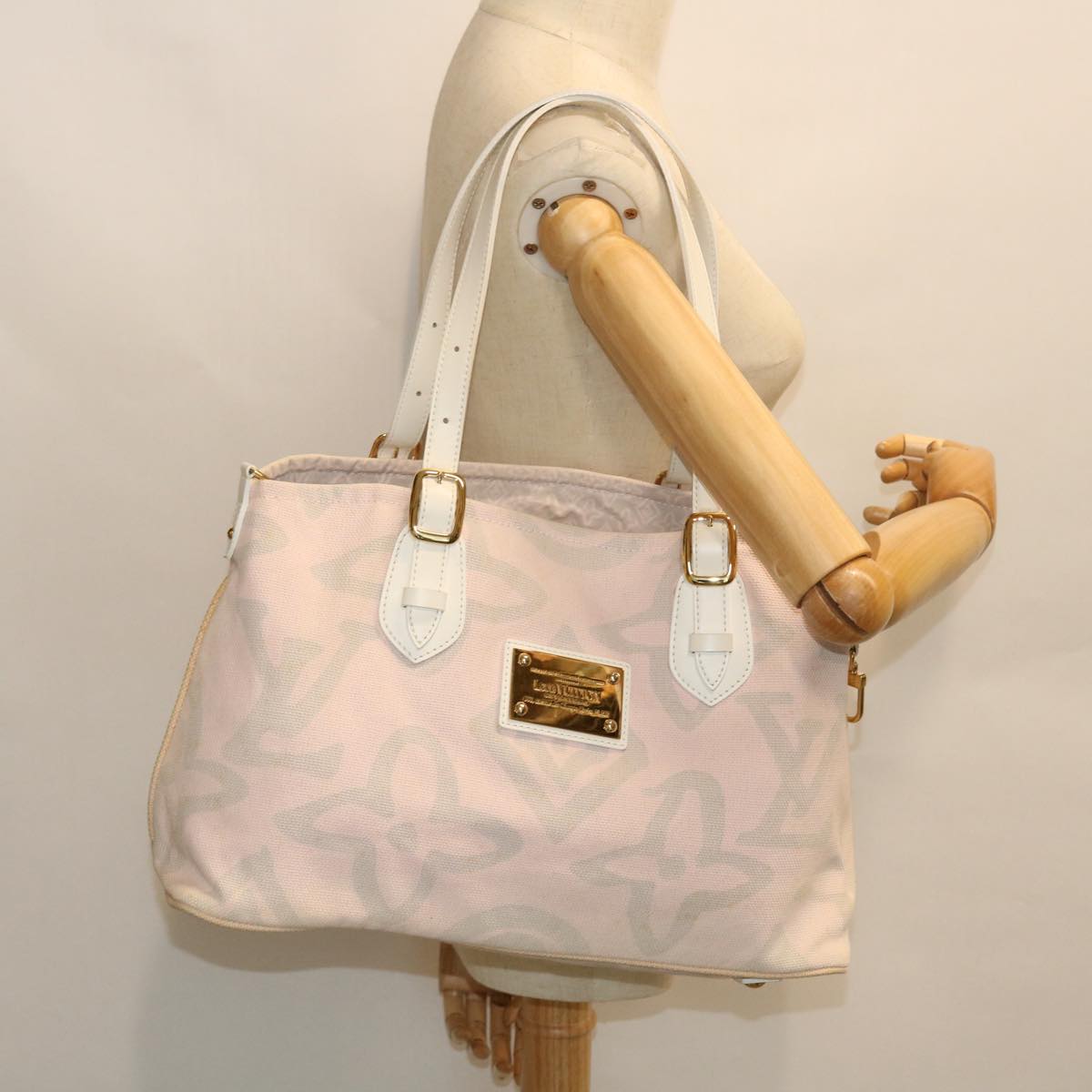 LOUIS VUITTON Cruise line Taicienne PM Bag Canvas Pink M95672 LV Auth fm2694