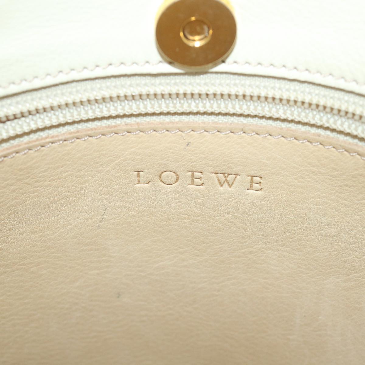 LOEWE Shoulder Bag Suede Leather Beige Auth fm2752