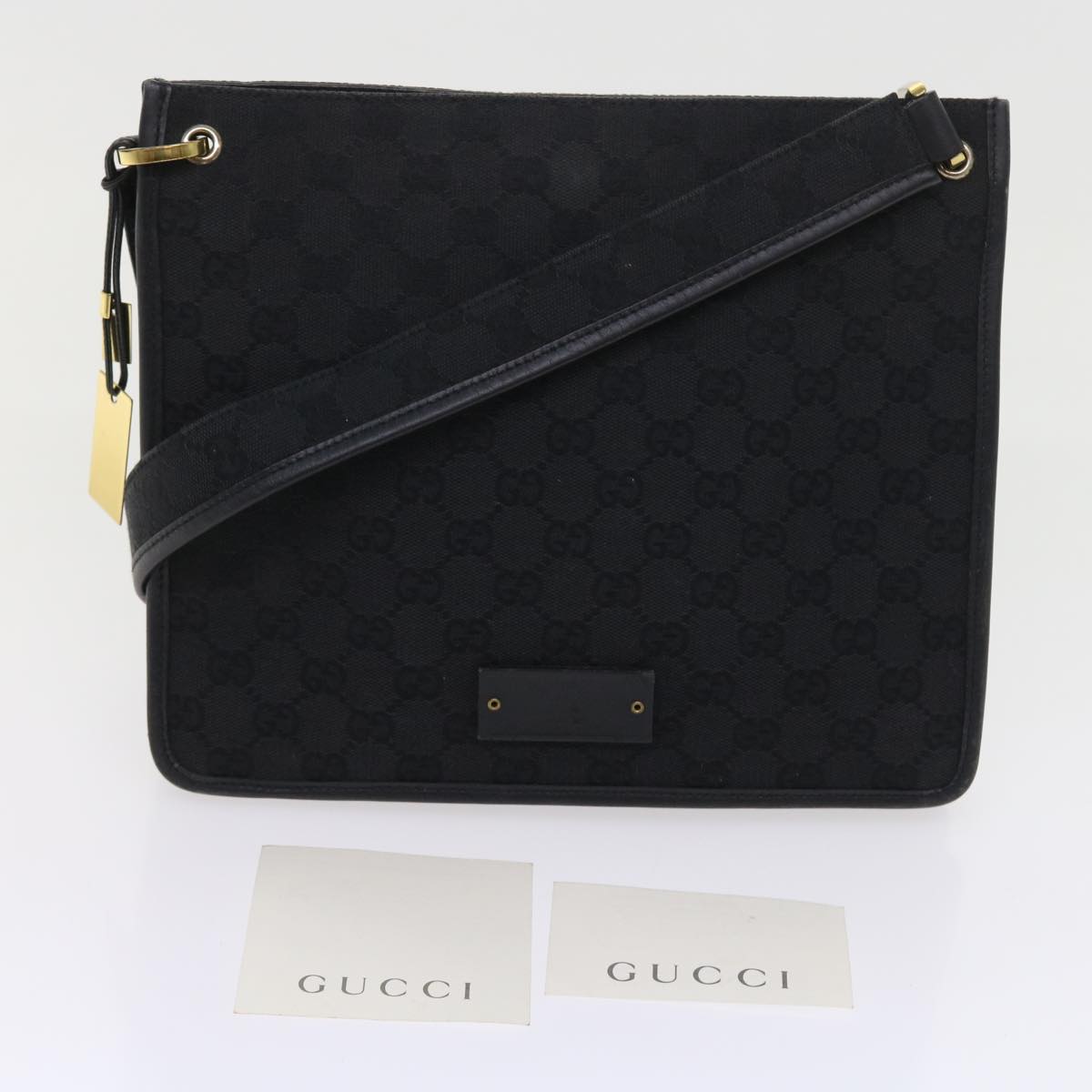 GUCCI GG Canvas Shoulder Bag Black 91762 Auth fm2789