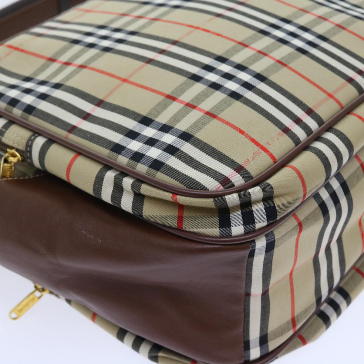Burberrys Nova Check Shoulder Bag Canvas Leather 2way Beige Brown Auth fm2829