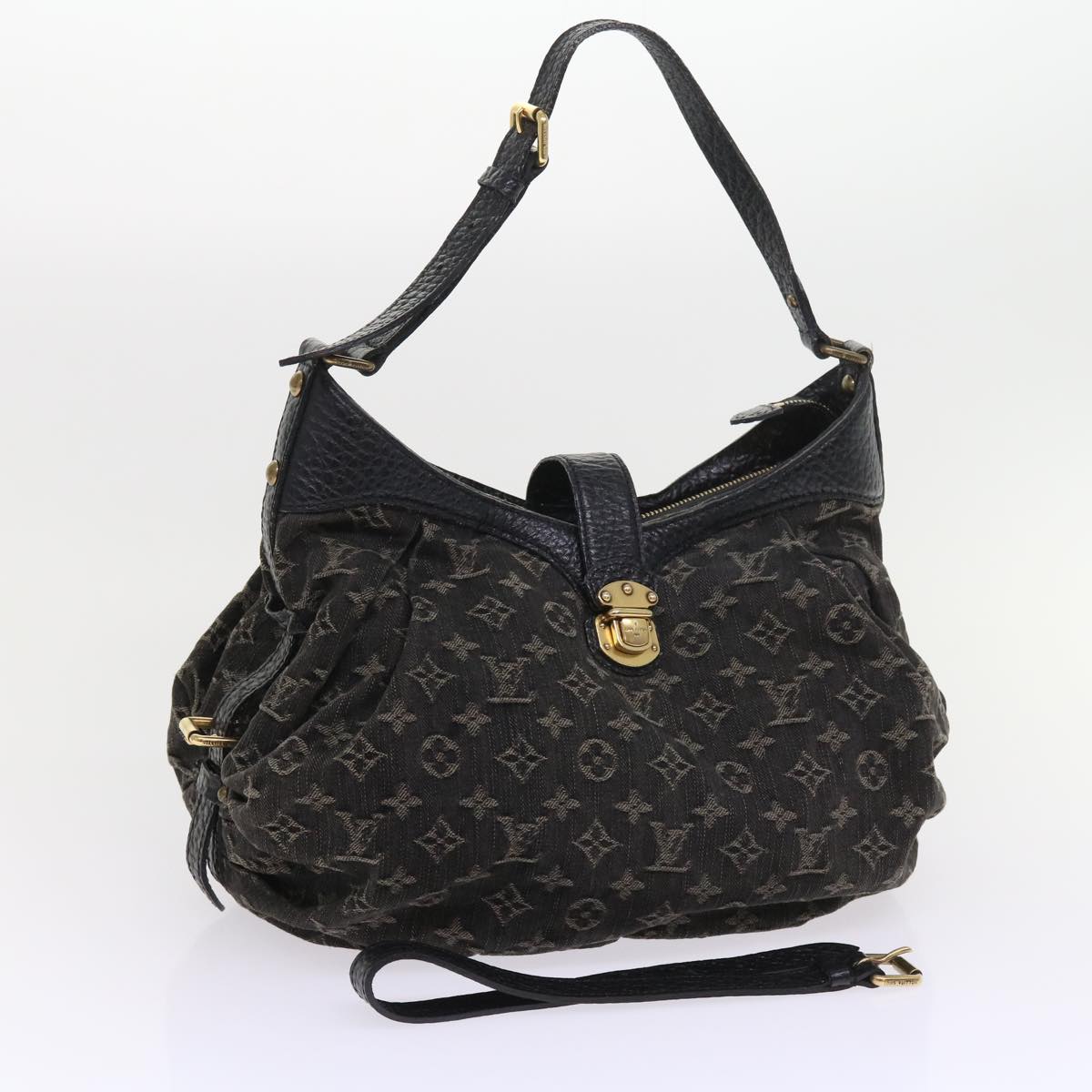 LOUIS VUITTON Monogram Denim XS Shoulder Bag Black M95608 LV Auth fm2834