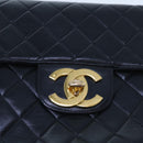 CHANEL Big Matelasse Chain Shoulder Bag Leather Black CC Auth fm2835V-20