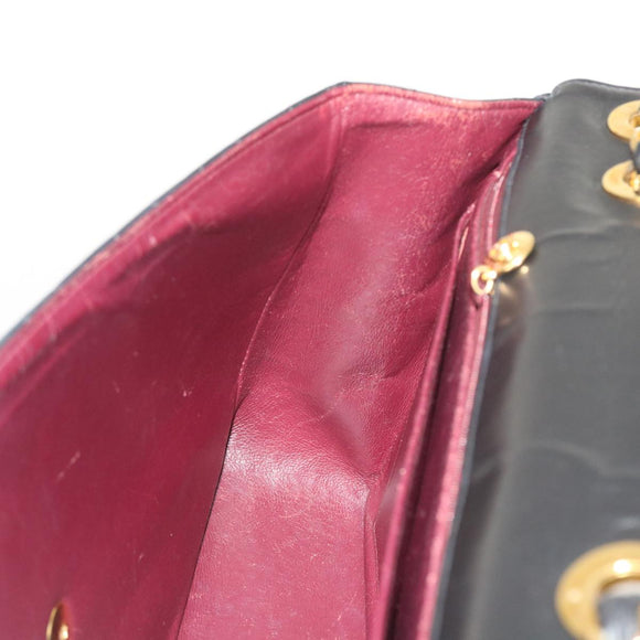 CHANEL Big Matelasse Chain Shoulder Bag Leather Black CC Auth fm2835V