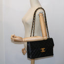 CHANEL Big Matelasse Chain Shoulder Bag Leather Black CC Auth fm2835V-27