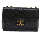 CHANEL Big Matelasse Chain Shoulder Bag Leather Black CC Auth fm2835V-13