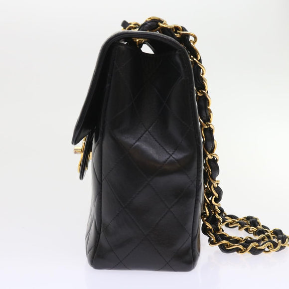 CHANEL Big Matelasse Chain Shoulder Bag Leather Black CC Auth fm2835V