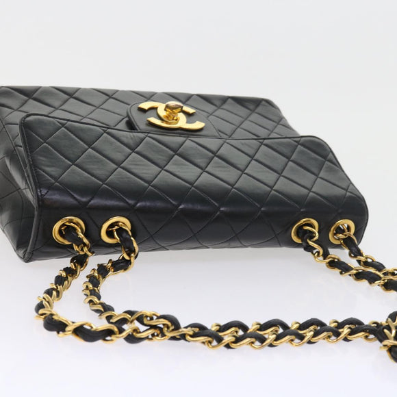 CHANEL Big Matelasse Chain Shoulder Bag Leather Black CC Auth fm2835V