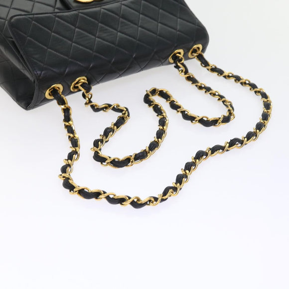CHANEL Big Matelasse Chain Shoulder Bag Leather Black CC Auth fm2835V