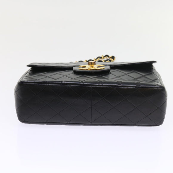 CHANEL Big Matelasse Chain Shoulder Bag Leather Black CC Auth fm2835V
