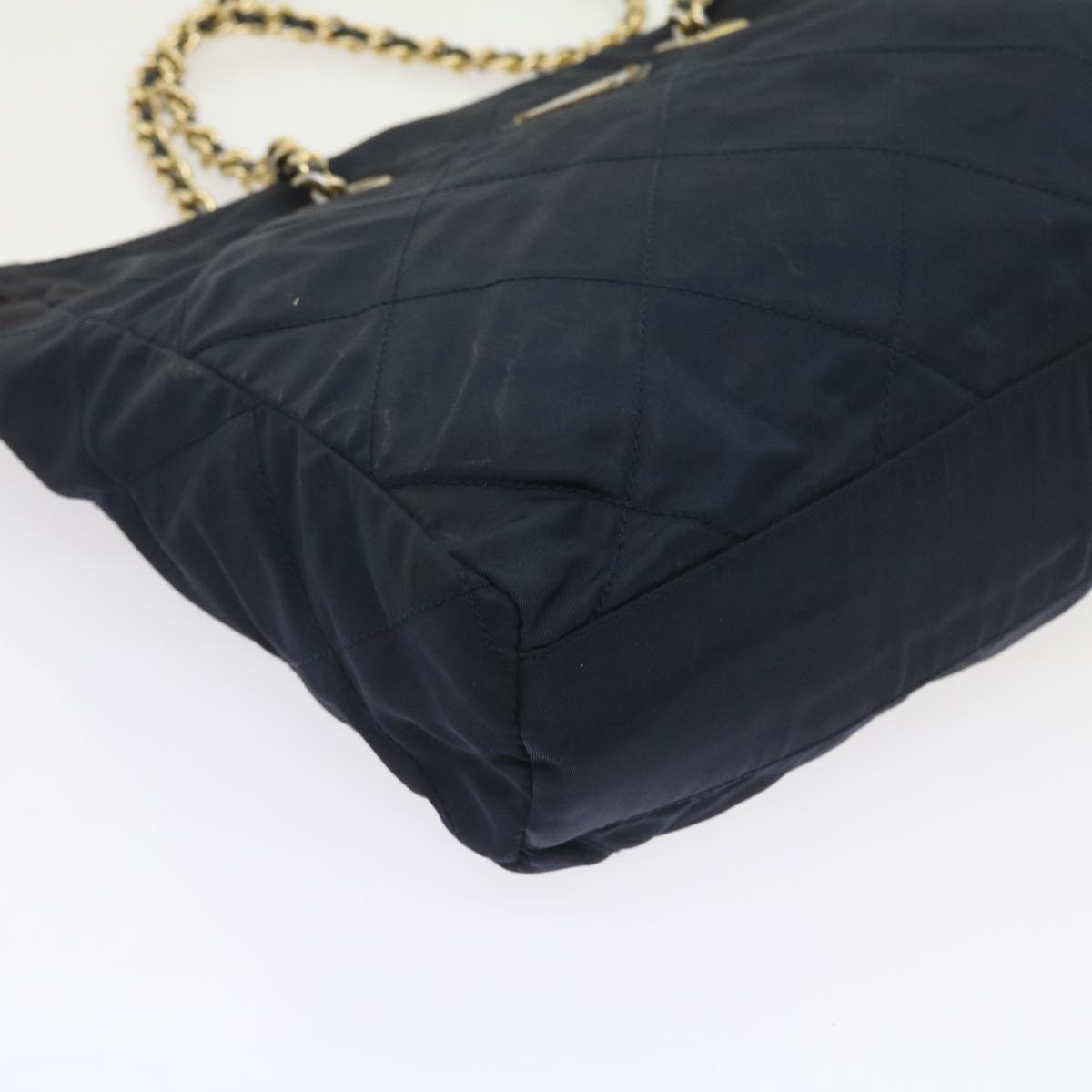 PRADA Chain Shoulder Bag Nylon Navy Auth fm2843