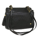 BALLY Quilted Shoulder Bag Leather Black Auth fm2844-1