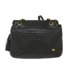 BALLY Quilted Shoulder Bag Leather Black Auth fm2844-13