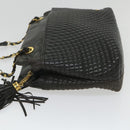 BALLY Quilted Shoulder Bag Leather Black Auth fm2844-3