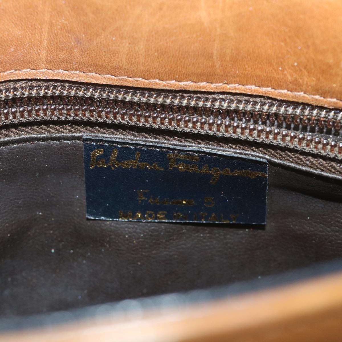 Salvatore Ferragamo Shoulder Bag Leather Navy Auth fm2865