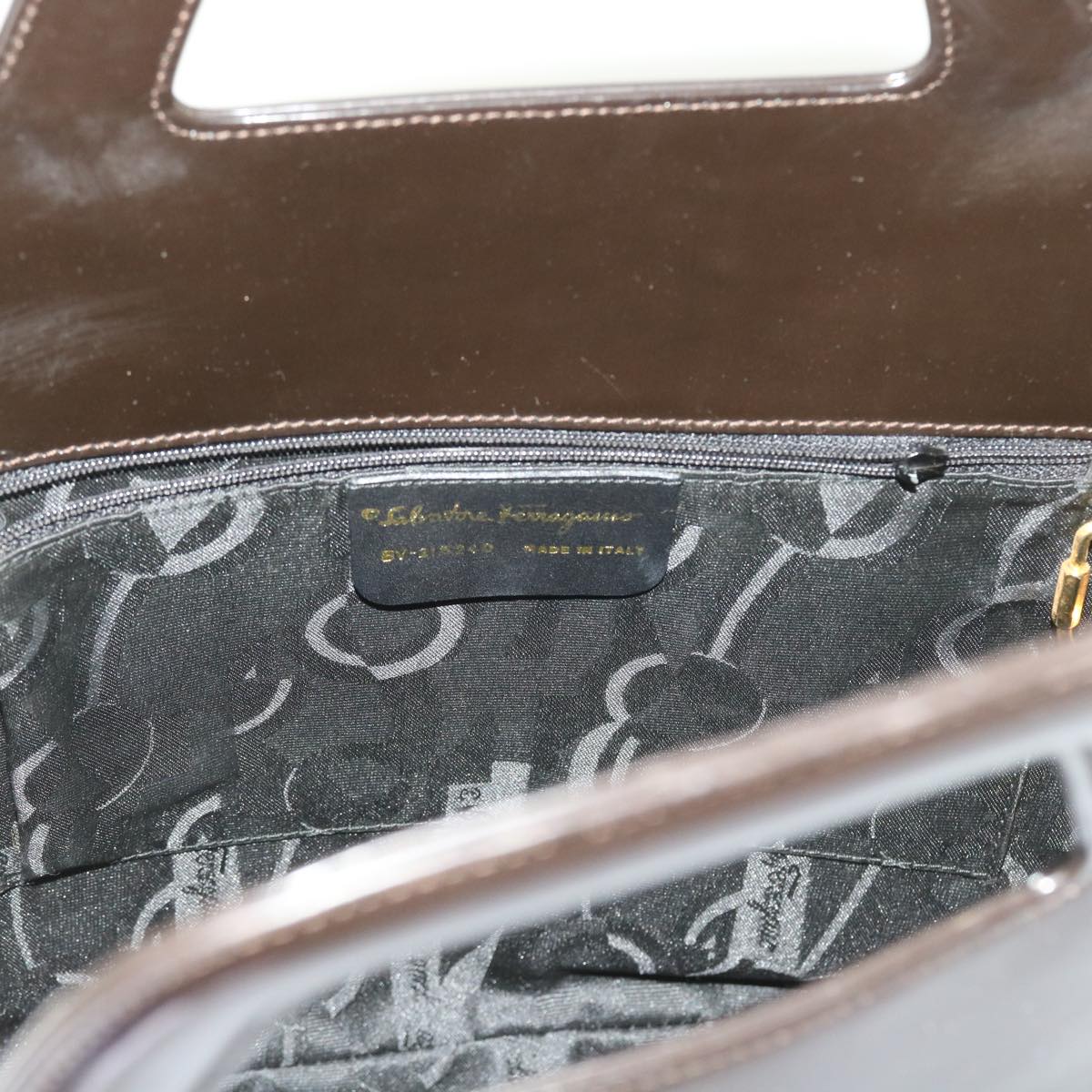 Salvatore Ferragamo Hand Bag Leather 2way Brown Auth fm2868