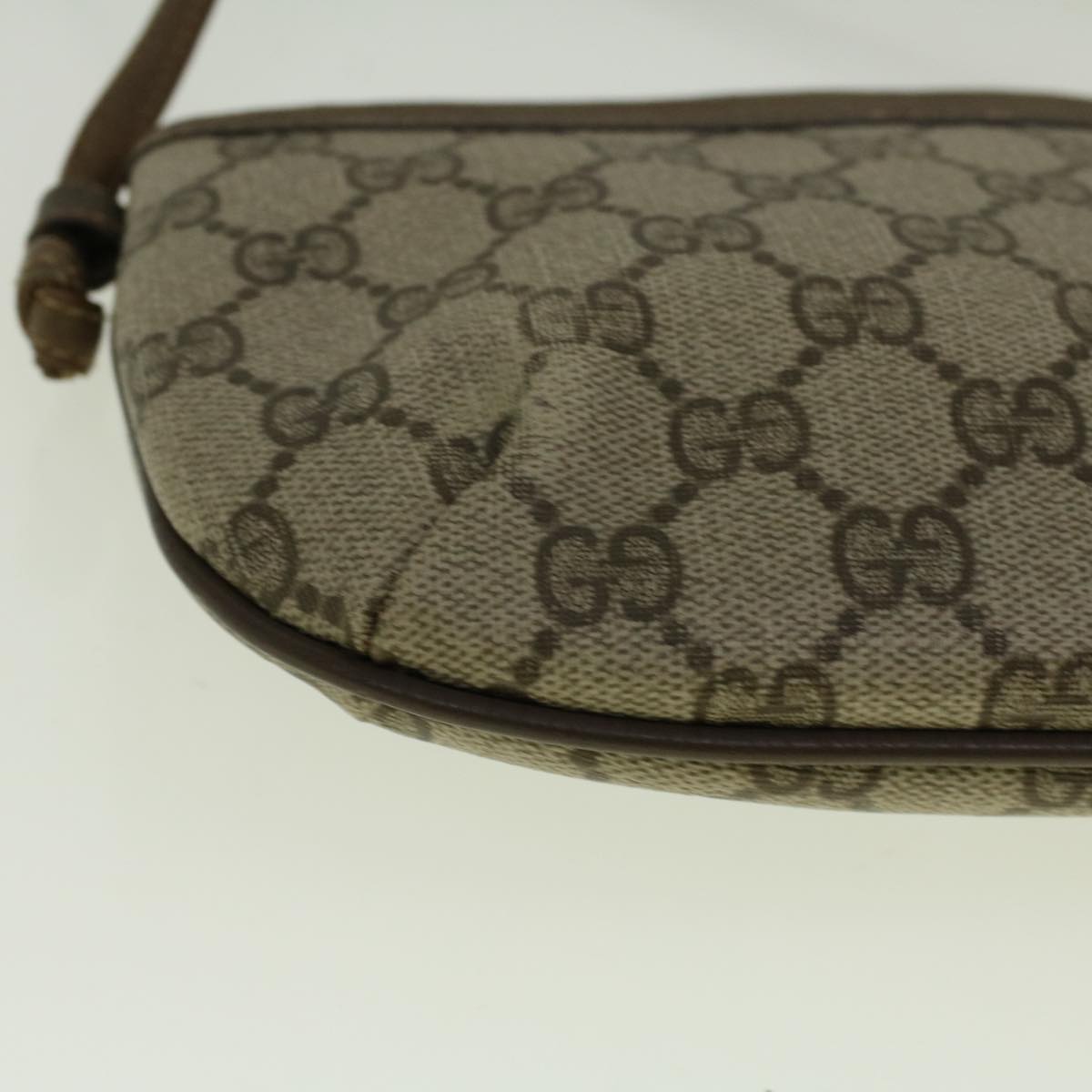 GUCCI GG Canvas Shoulder Bag PVC Leather Beige Auth fm2929