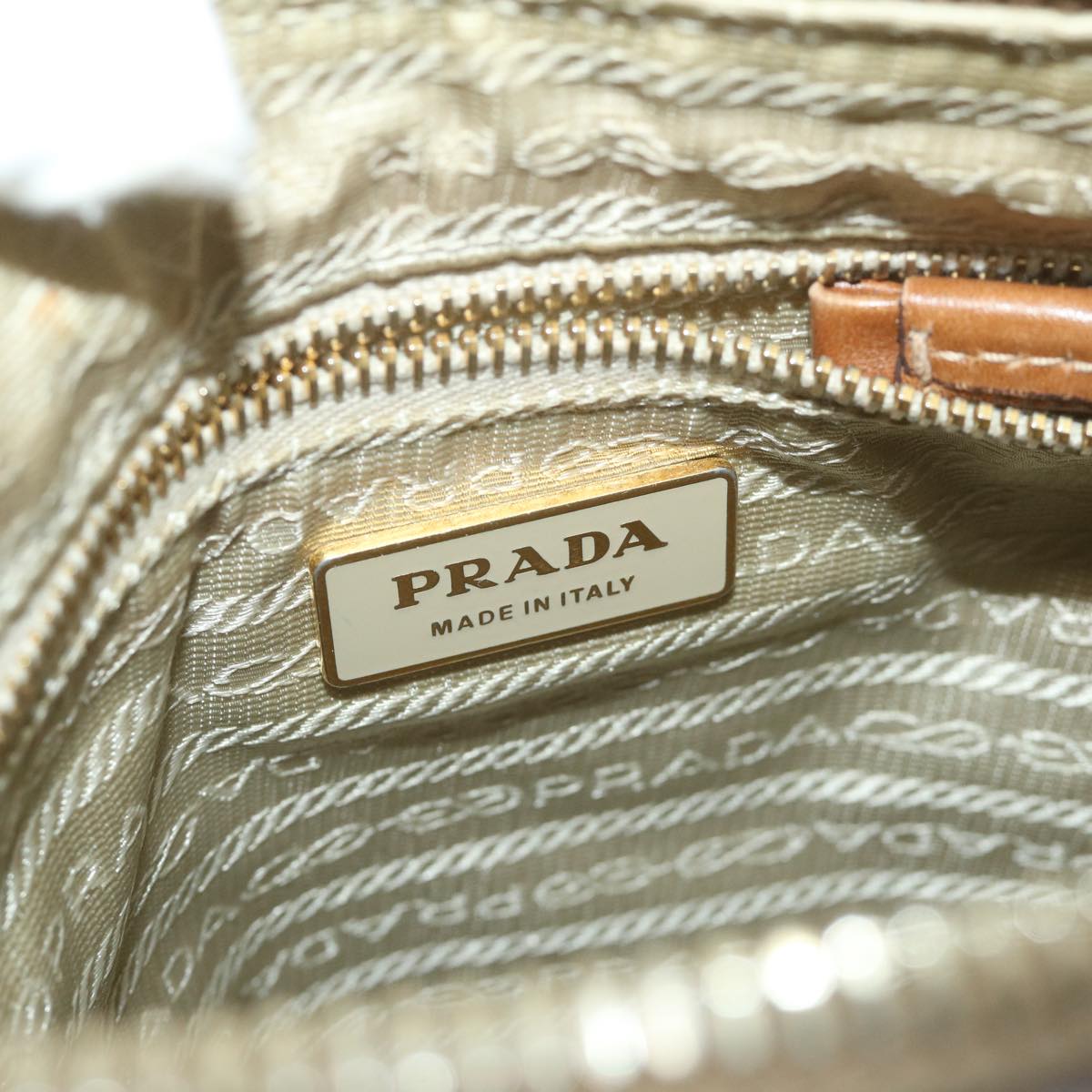 PRADA Shoulder Bag Nylon Beige Auth fm2937