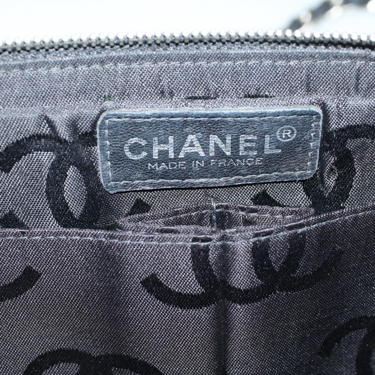 CHANEL Choco Bar Turn Lock Chain Shoulder Bag Nylon Black CC Auth fm2972