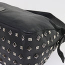 MCM Vicetos Logogram Studs Shoulder Bag PVC Leather Black Auth fm2976-10