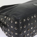 MCM Vicetos Logogram Studs Shoulder Bag PVC Leather Black Auth fm2976-11