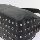 MCM Vicetos Logogram Studs Shoulder Bag PVC Leather Black Auth fm2976-12
