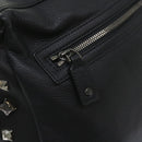 MCM Vicetos Logogram Studs Shoulder Bag PVC Leather Black Auth fm2976-14
