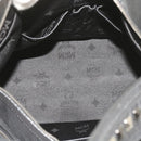 MCM Vicetos Logogram Studs Shoulder Bag PVC Leather Black Auth fm2976-17