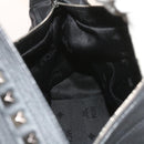 MCM Vicetos Logogram Studs Shoulder Bag PVC Leather Black Auth fm2976-19
