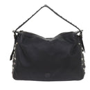 MCM Vicetos Logogram Studs Shoulder Bag PVC Leather Black Auth fm2976-2